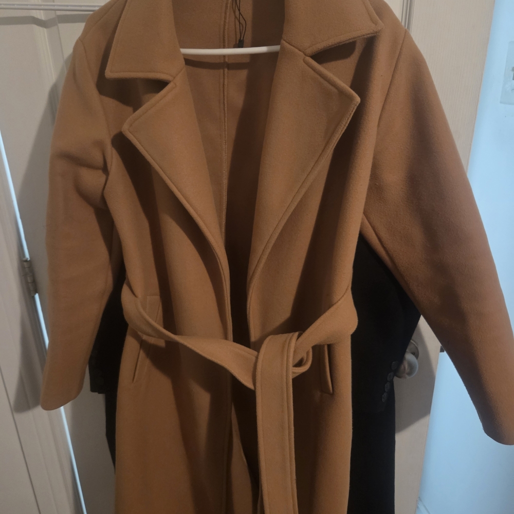 Women's Tan Belted Coat